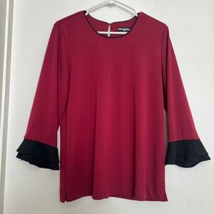 Karl Lagerfeld Burgundy top with 3/4 sleeves women M | crew neck red top Women